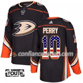 Adidas Maillot de Hockey Anaheim Ducks Corey Perry 10 2017-2018 Noir USA Flag Fashion Authentic - Enfant